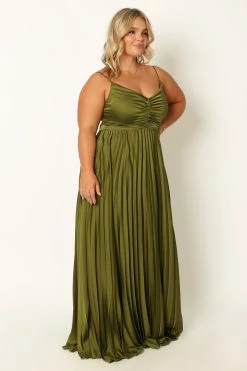 Naira Pleated Maxi Dress - Palm Green -Dress Shop petal and pup usa dresses naira pleated maxi dress palm green 33968174989489