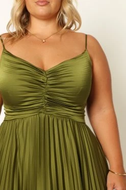 Naira Pleated Maxi Dress - Palm Green -Dress Shop petal and pup usa dresses naira pleated maxi dress palm green 33968175022257