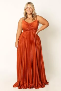 Naira Pleated Maxi Dress - Sunset Orange 18 Naira Pleated Maxi Dress - Sunset Orange -Dress Shop petal and pup usa dresses naira pleated maxi dress sunset orange 33968184557745