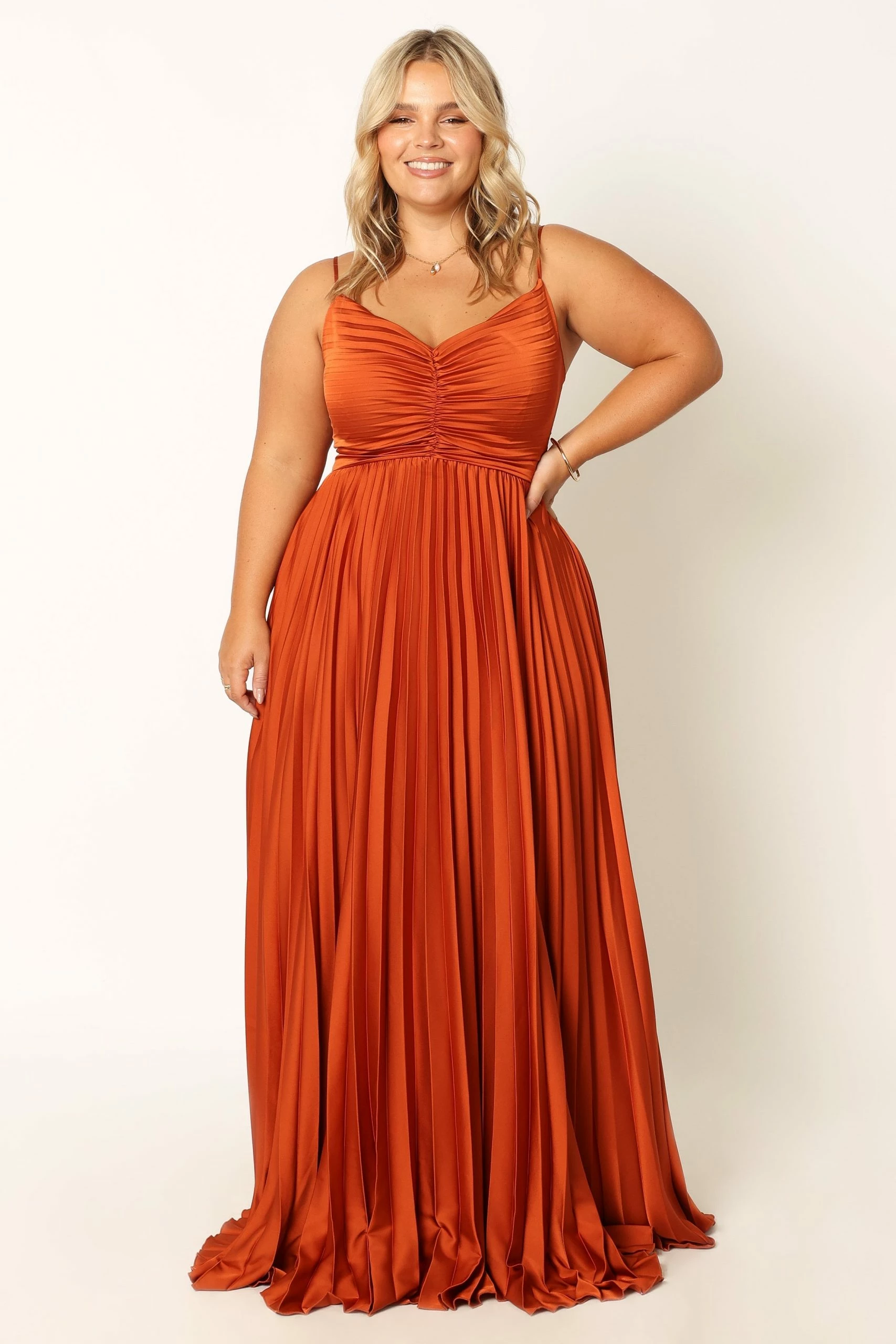 Naira Pleated Maxi Dress - Sunset Orange 3 Naira Pleated Maxi Dress - Sunset Orange - Image 3