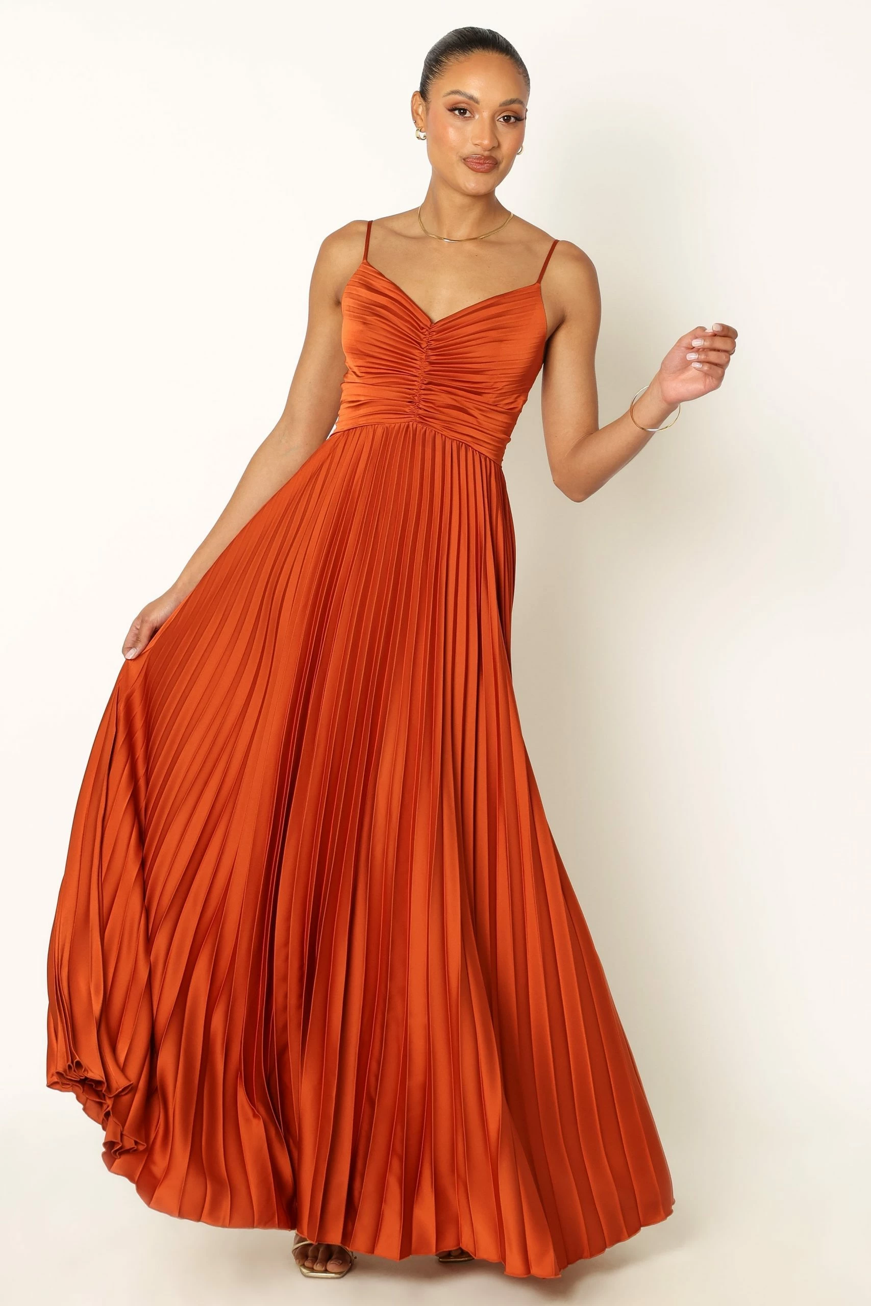 Naira Pleated Maxi Dress - Sunset Orange 4 Naira Pleated Maxi Dress - Sunset Orange - Image 4