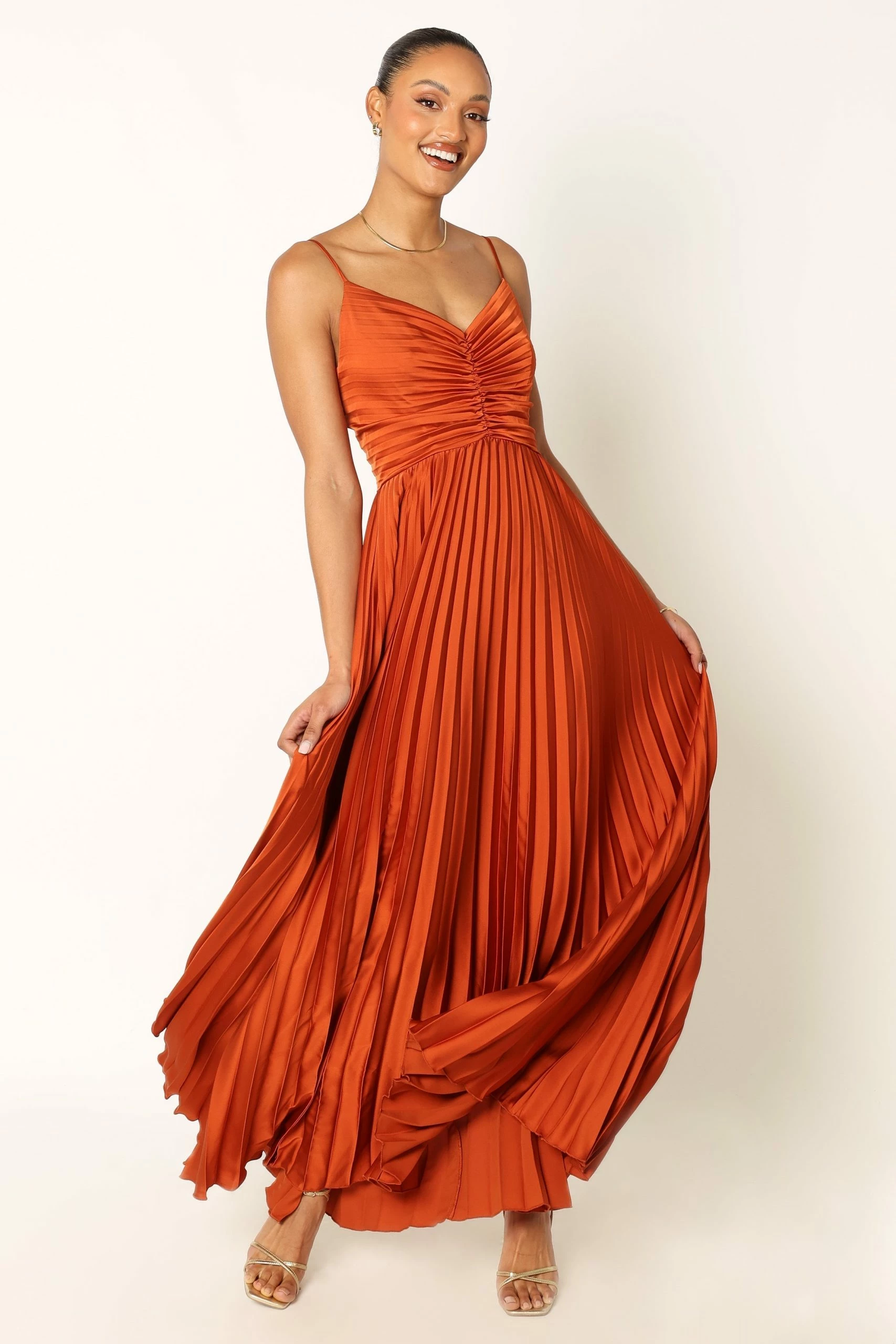 Naira Pleated Maxi Dress - Sunset Orange 5 Naira Pleated Maxi Dress - Sunset Orange - Image 5