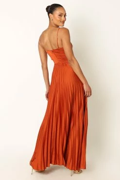 Naira Pleated Maxi Dress - Sunset Orange 22 Naira Pleated Maxi Dress - Sunset Orange -Dress Shop petal and pup usa dresses naira pleated maxi dress sunset orange 33968184688817