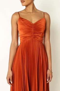 Naira Pleated Maxi Dress - Sunset Orange 23 Naira Pleated Maxi Dress - Sunset Orange -Dress Shop petal and pup usa dresses naira pleated maxi dress sunset orange 33968184721585
