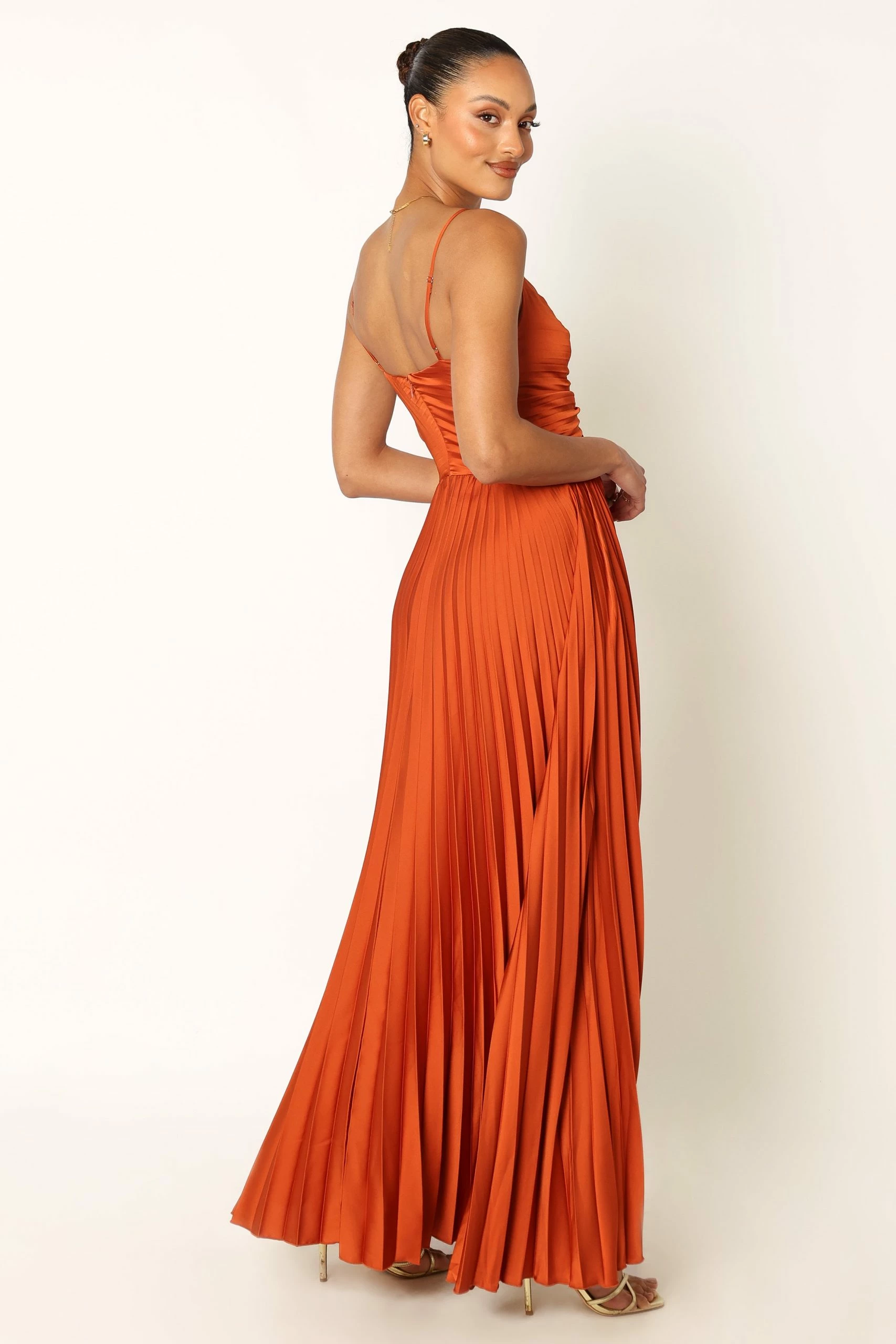 Naira Pleated Maxi Dress - Sunset Orange 10 Naira Pleated Maxi Dress - Sunset Orange - Image 10