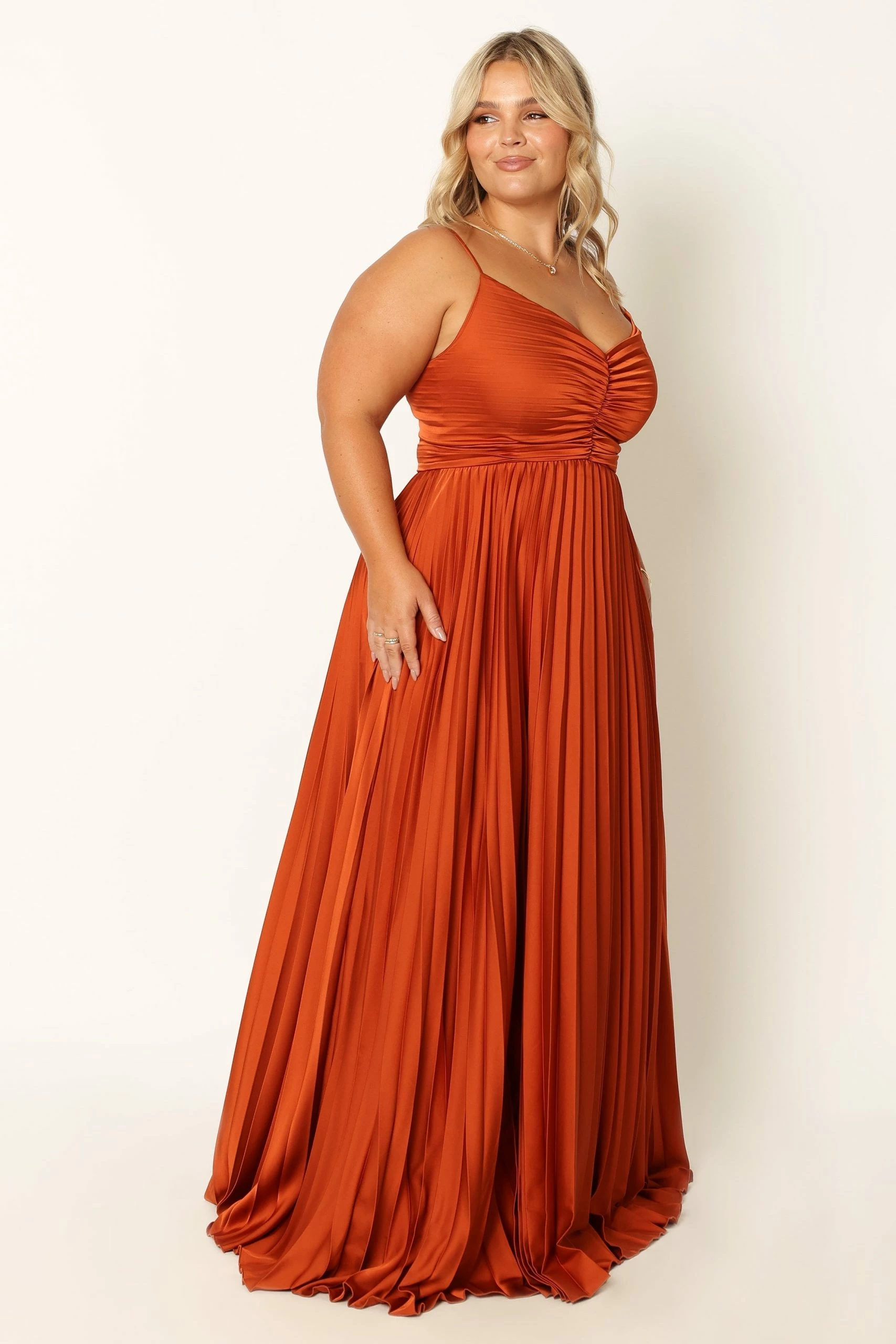 Naira Pleated Maxi Dress - Sunset Orange 11 Naira Pleated Maxi Dress - Sunset Orange - Image 11