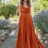 Naira Pleated Maxi Dress - Sunset Orange