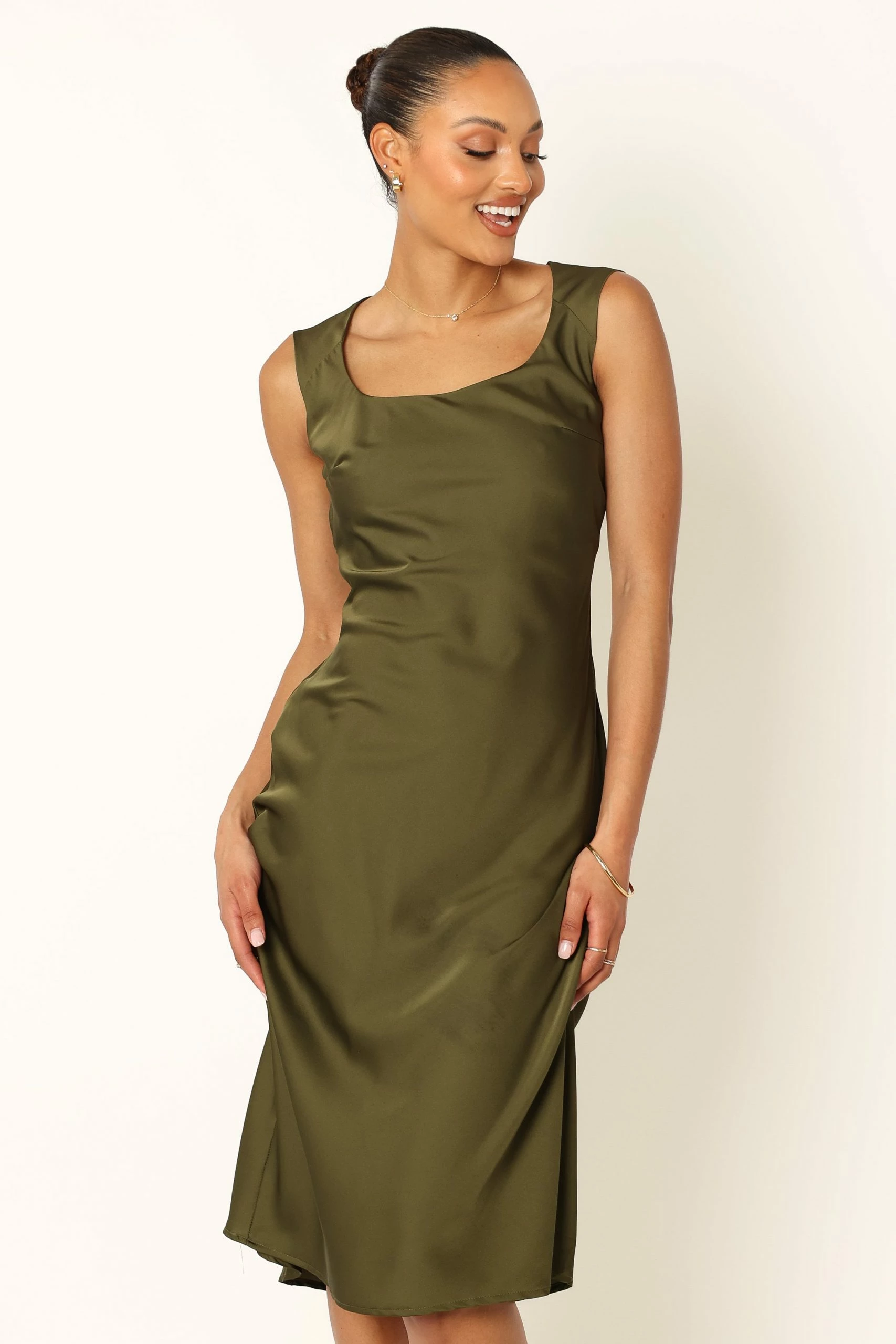 Natalia Mid Slip Dress - Olive 9 Natalia Mid Slip Dress - Olive - Image 9