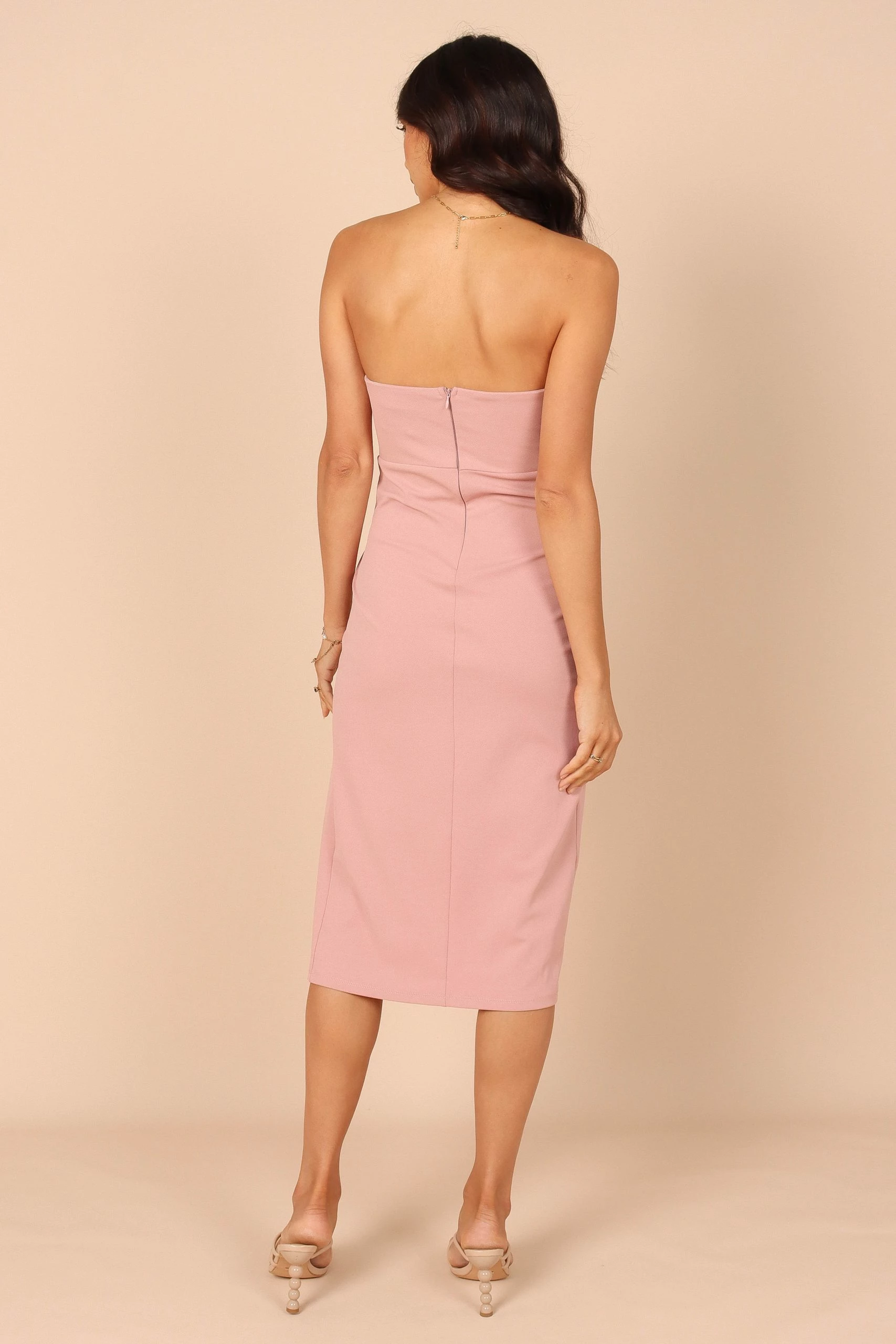 Nerene Strapless Midi Dress - Blush 2 Nerene Strapless Midi Dress - Blush - Image 2