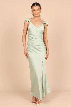 Peony Frill Cap Sleeve Maxi Dress - Sage