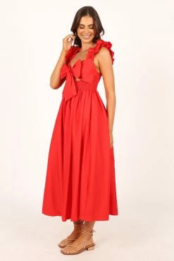 Pita Midi Dress - Red -Dress Shop petal and pup usa dresses pita midi dress red 33752444895409