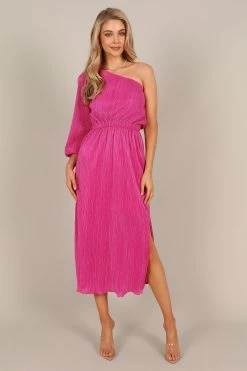 Pontee One Shoulder Pleated Midi Dress - Orchid -Dress Shop petal and pup usa dresses pontee one shoulder pleated midi dress orchid 33077775401137