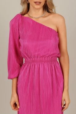 Pontee One Shoulder Pleated Midi Dress - Orchid -Dress Shop petal and pup usa dresses pontee one shoulder pleated midi dress orchid 33077775433905
