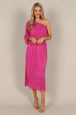 Pontee One Shoulder Pleated Midi Dress - Orchid -Dress Shop petal and pup usa dresses pontee one shoulder pleated midi dress orchid 33077775630513