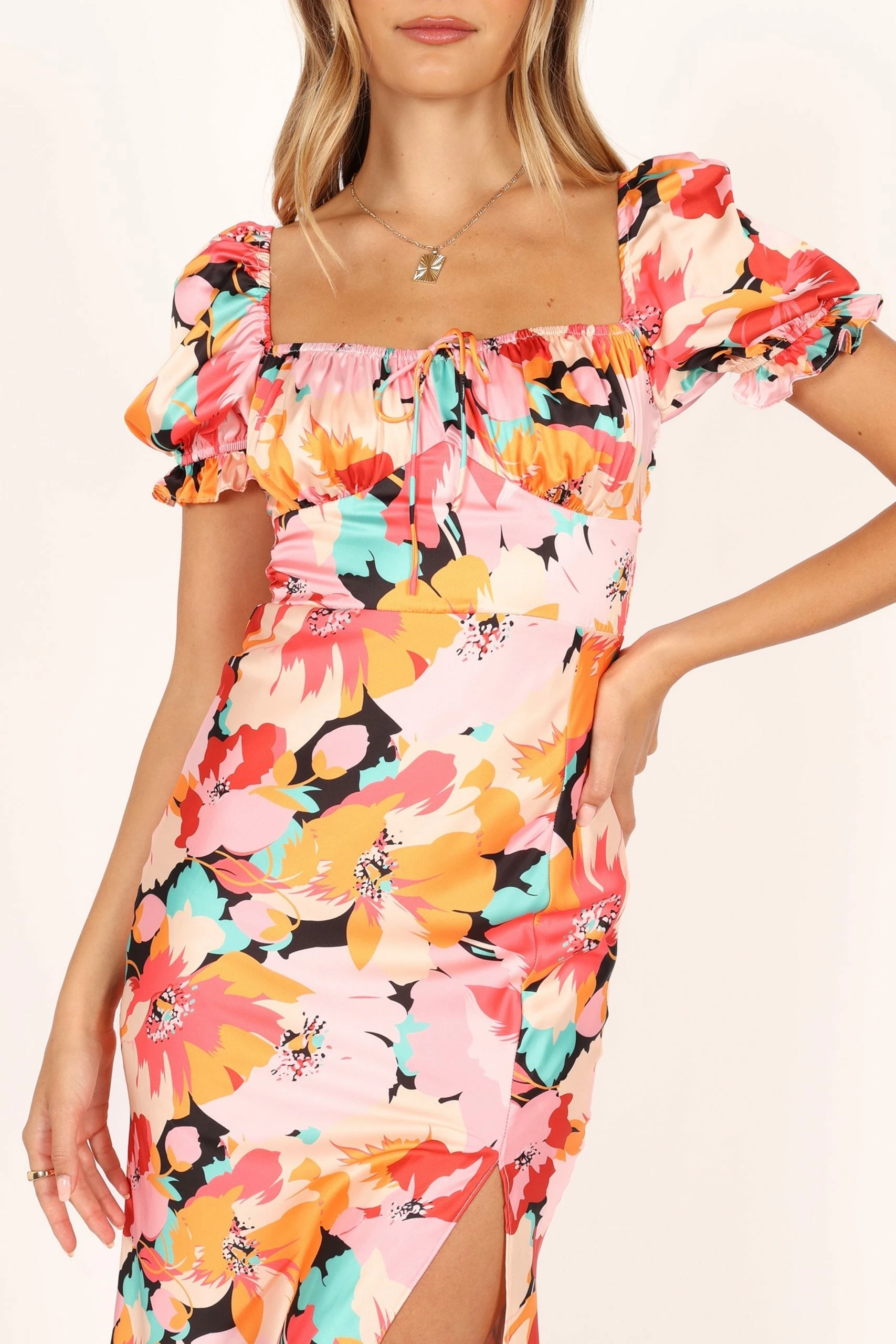 Posie Midi Dress - Pink Floral 3 Posie Midi Dress - Pink Floral - Image 3