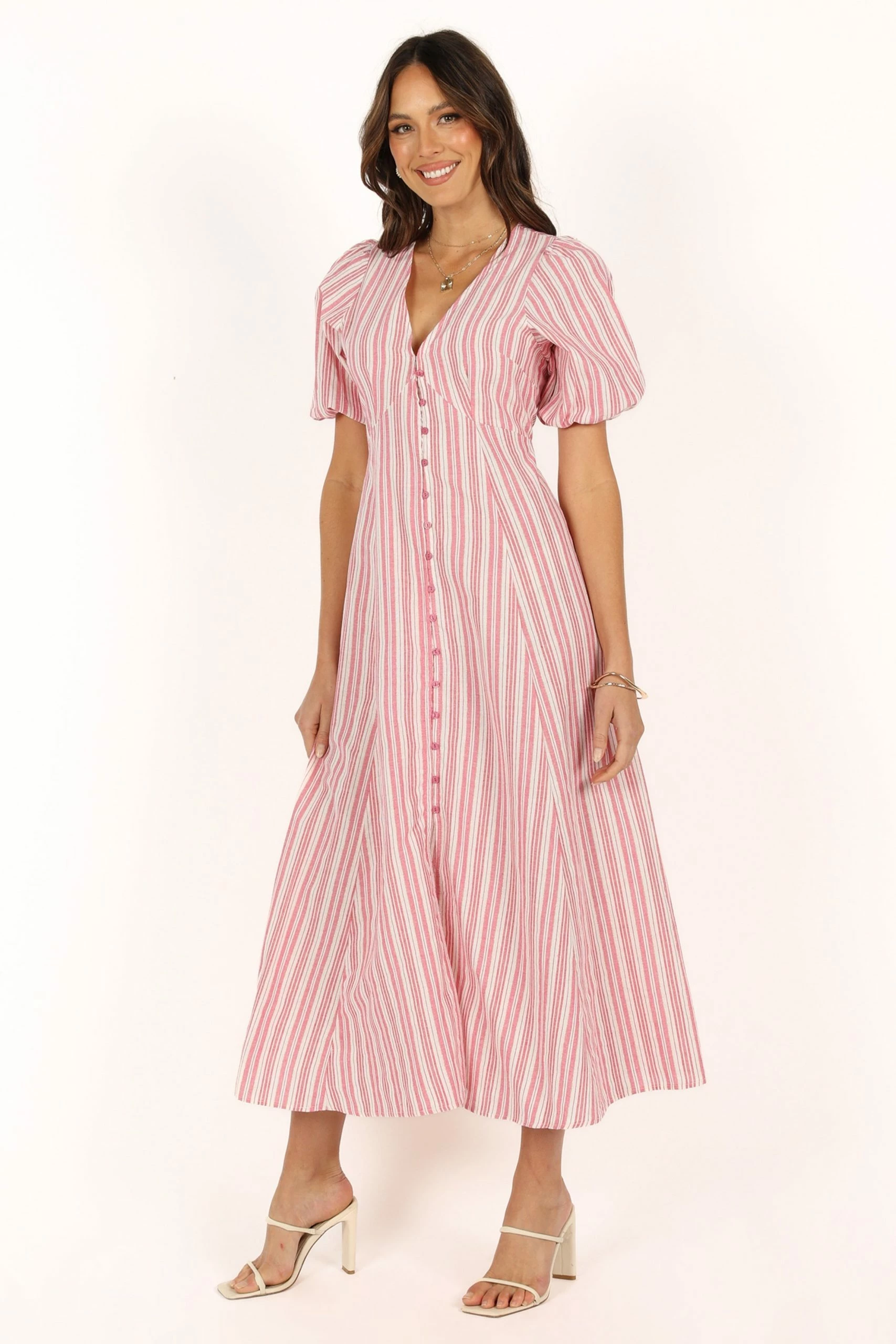 Prairie Midi Dress - Pink Stripe 8 Prairie Midi Dress - Pink Stripe - Image 8