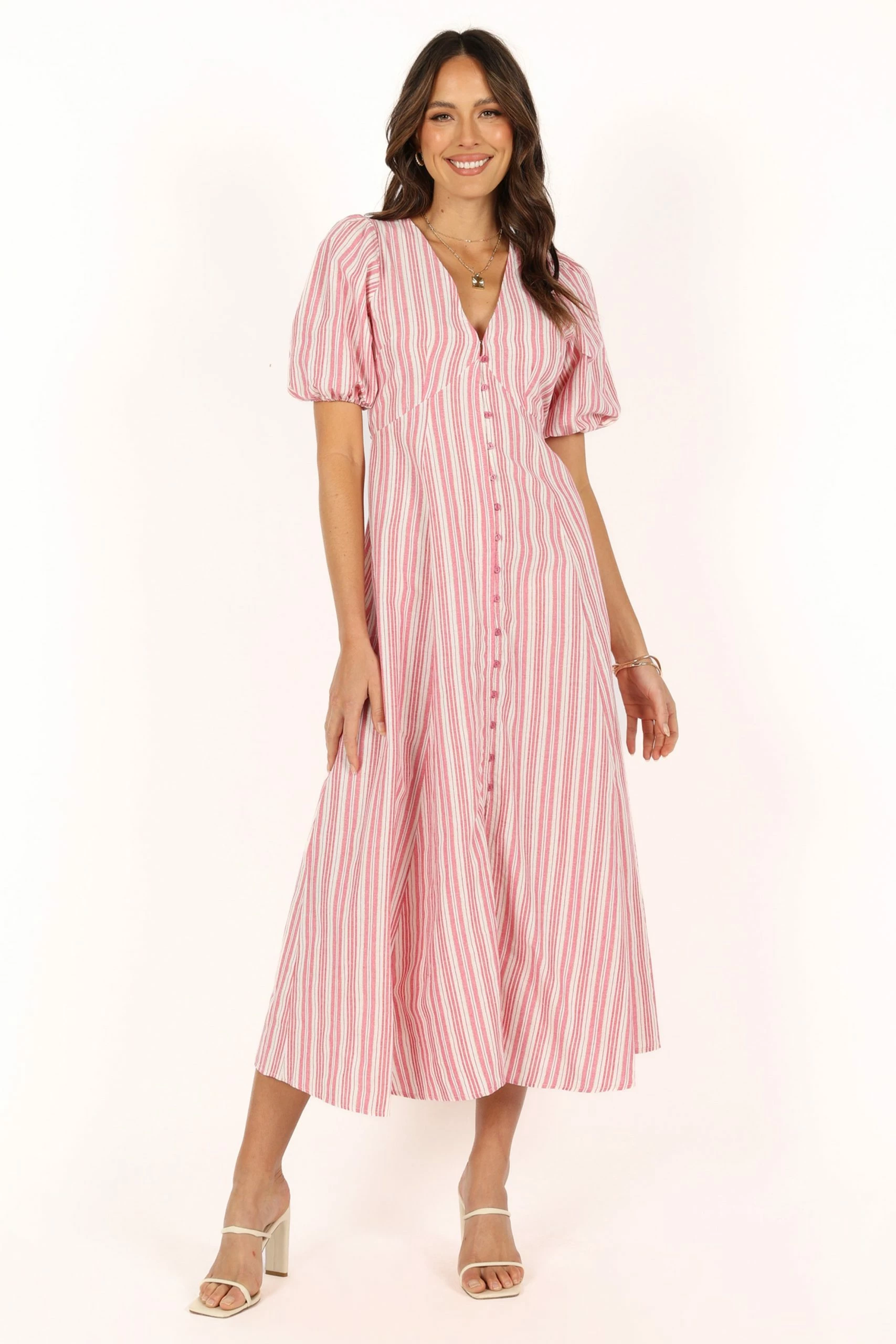 Prairie Midi Dress - Pink Stripe 11 Prairie Midi Dress - Pink Stripe - Image 11