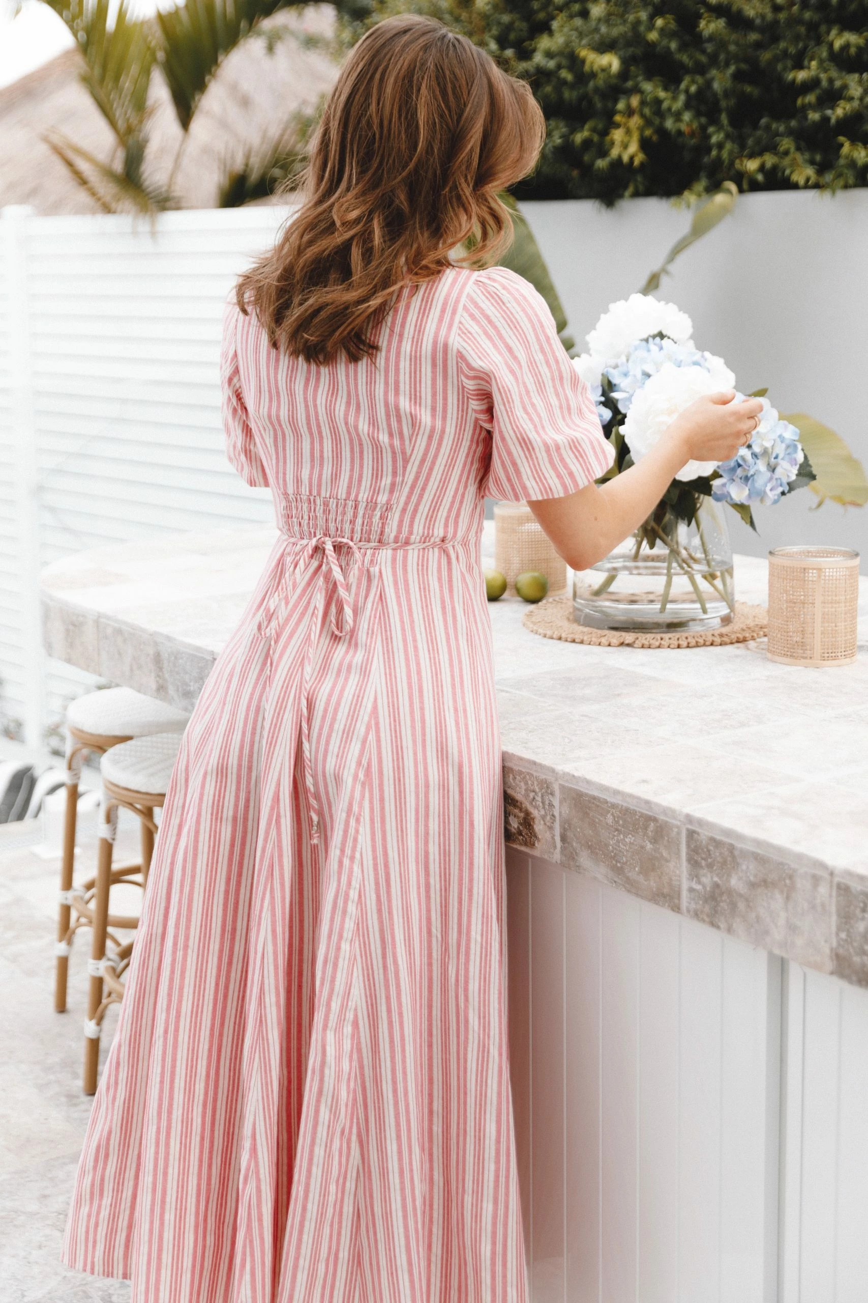 Prairie Midi Dress - Pink Stripe 2 Prairie Midi Dress - Pink Stripe - Image 2