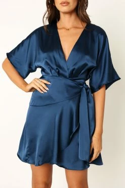 Quartz Mini Wrap Dress - Blue -Dress Shop petal and pup usa dresses quartz mini wrap dress blue 33935869280433