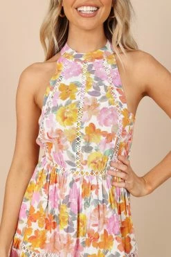 Raffael High Neck Mini Dress - Pink Floral -Dress Shop petal and pup usa dresses raffael high neck mini dress pink floral 32257856798897