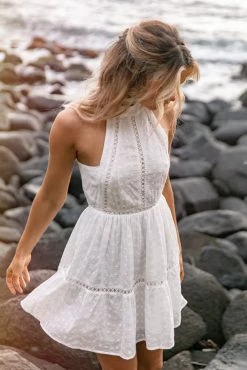 Raffael High Neck Mini Dress - White