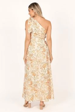 Ralie One Shoulder Maxi Dress - Tan Floral -Dress Shop petal and pup usa dresses ralie one shoulder maxi dress tan floral 33543065960625