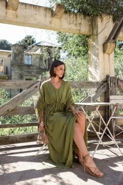 Ramona Long Sleeve Maxi Dress - Sage -Dress Shop petal and pup usa dresses ramona long sleeve maxi dress sage 33903703654577 1