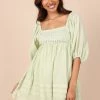 Ramona Smocked Mini Dress - Sage