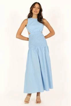 Reagan Maxi Dress - Blue -Dress Shop petal and pup usa dresses reagan maxi dress blue 33681595793585