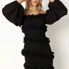 Reba Off Shoulder Mini Dress - Black