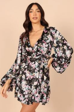 Dress Shop 64 Reine Puff Sleeve Mini Dress - Black Floral