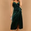 Renarde Wrap Velvet Midi Dress - Emerald