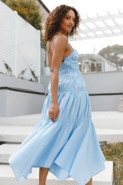 Riley Midi Dress - Blue -Dress Shop petal and pup usa dresses riley midi dress blue 33724551659697