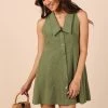 Rose Collared Mini Dress - Olive Corduroy