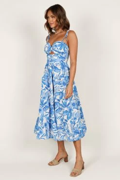 Rose Midi Dress - Blue/White -Dress Shop petal and pup usa dresses rose midi dress blue white 33190443942065