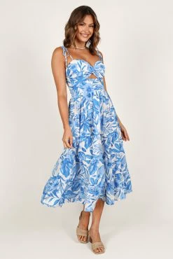 Rose Midi Dress - Blue/White -Dress Shop petal and pup usa dresses rose midi dress blue white 33190444040369