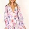 Rume Long Sleeve Mini Dress - Purple Floral