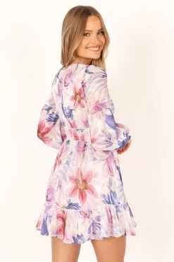 Rume Long Sleeve Mini Dress - Purple Floral -Dress Shop petal and pup usa dresses rume long sleeve mini dress purple floral 34007552950449