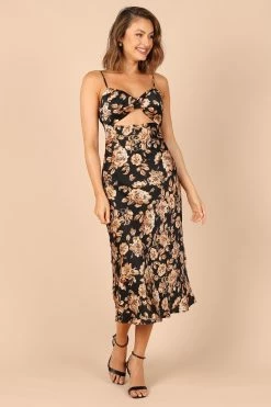 SAGA CUT OUT MIDI DRESS - BLACK FLORAL -Dress Shop petal and pup usa dresses saga cut out midi dress black floral 32317551411377