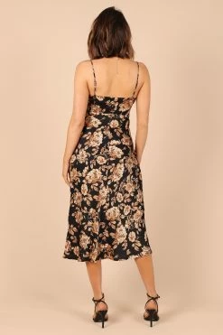 SAGA CUT OUT MIDI DRESS - BLACK FLORAL -Dress Shop petal and pup usa dresses saga cut out midi dress black floral 32317551444145