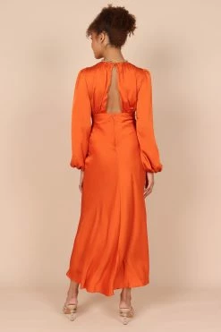 Sanderson Long Sleeve Wrap Maxi Dress - Orange -Dress Shop petal and pup usa dresses sanderson long sleeve wrap maxi dress orange 32432942547121