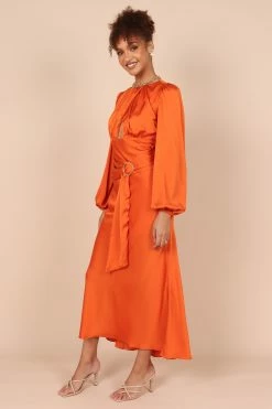 Sanderson Long Sleeve Wrap Maxi Dress - Orange -Dress Shop petal and pup usa dresses sanderson long sleeve wrap maxi dress orange 32432942612657