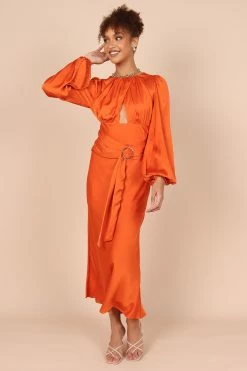 Sanderson Long Sleeve Wrap Maxi Dress - Orange -Dress Shop petal and pup usa dresses sanderson long sleeve wrap maxi dress orange 32432942678193