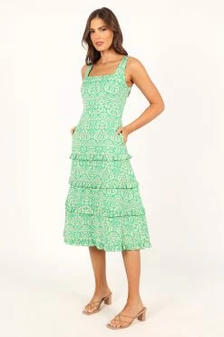 Santana Midi Dress - Green Tropical -Dress Shop petal and pup usa dresses santana midi dress green tropical 33712103686321