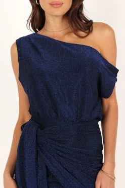 Santiago Off Shoulder Mini Dress - Midnight Blue -Dress Shop petal and pup usa dresses santiago off shoulder mini dress midnight blue 33690342457521
