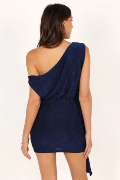 Santiago Off Shoulder Mini Dress - Midnight Blue -Dress Shop petal and pup usa dresses santiago off shoulder mini dress midnight blue 33690342621361