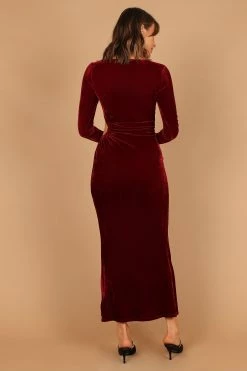 Sarine Long Sleeve Maxi Dress - Wine -Dress Shop petal and pup usa dresses sarine long sleeve maxi dress wine 32600338235569