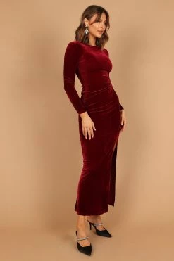 Sarine Long Sleeve Maxi Dress - Wine -Dress Shop petal and pup usa dresses sarine long sleeve maxi dress wine 32600338268337