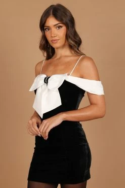 Satine Bow Mini Dress - Black -Dress Shop petal and pup usa dresses satine bow mini dress black 32652958892209 1