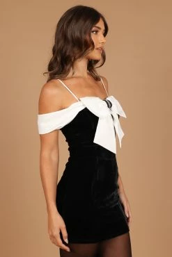 Satine Bow Mini Dress - Black -Dress Shop petal and pup usa dresses satine bow mini dress black 32652958957745 1